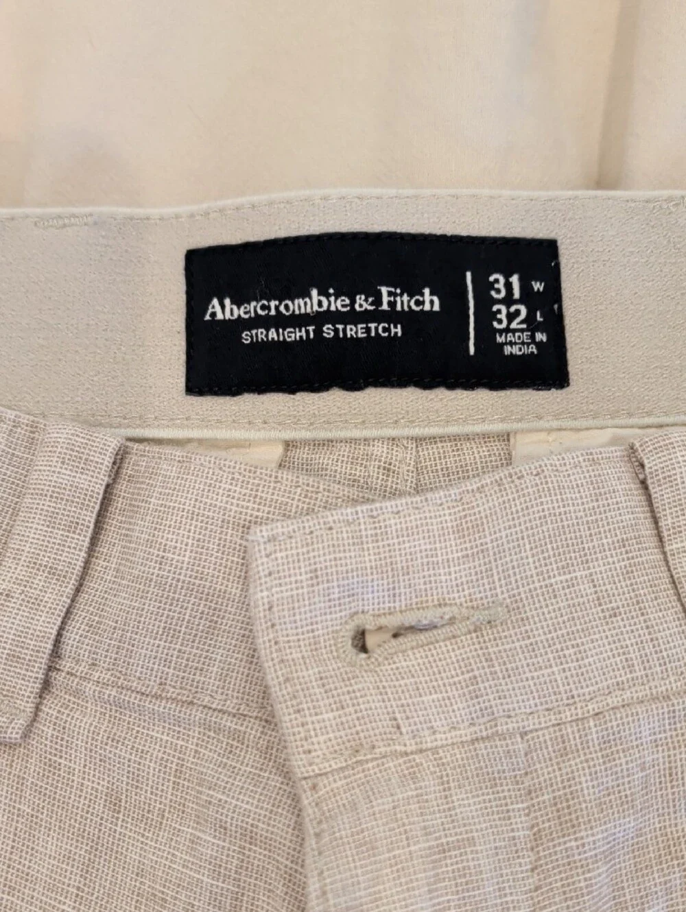 Abercrombie & Fitch Light Beige Linen-Blend Chinos